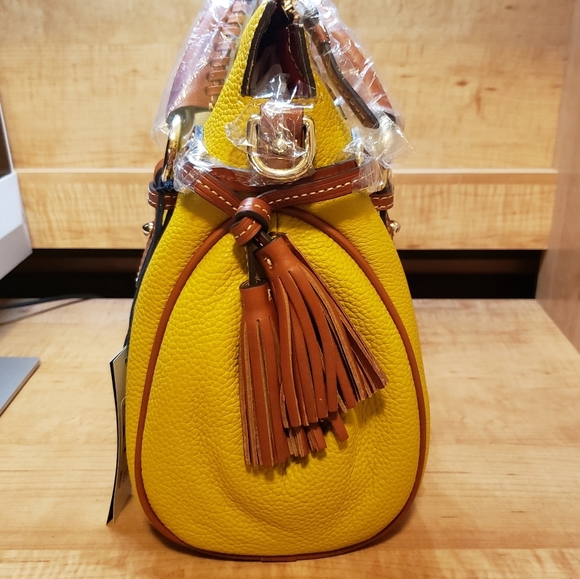 Dooney & Bourke Pebble Grain Satchel in Mustard - Picture 5 of 5